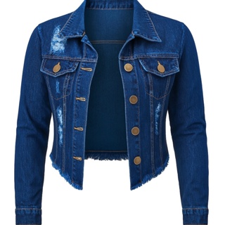 Jaqueta Jeans Feminina Escura Linha Premium Denim Manga Longa em Oferta na Shopee