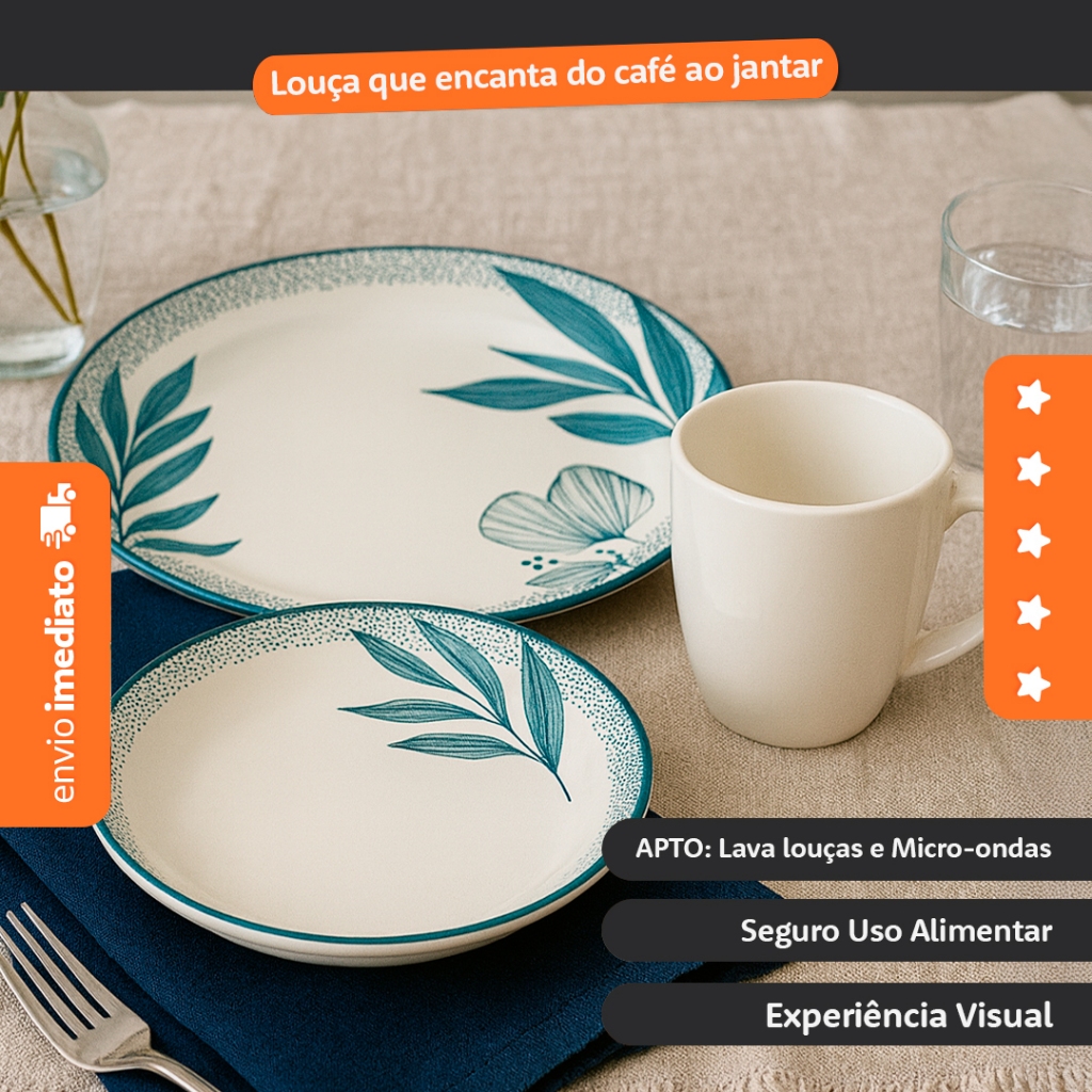 Aparelho Jantar Conjunto 9 peças Alba Cerâmica- Bhz Store