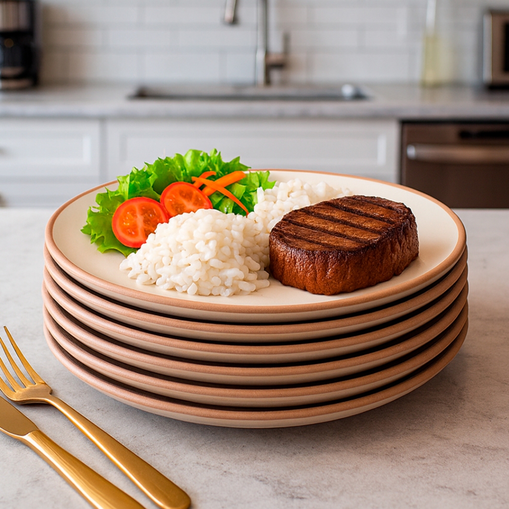 Conjunto De Pratos Rasos 4 Peças Caoba Bege 27cm Elegante