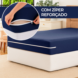 Capa de Colchão Casal, Solteiro, Queen e King com Zíper Reforçado Protetora Malha Gel em Oferta na Shopee