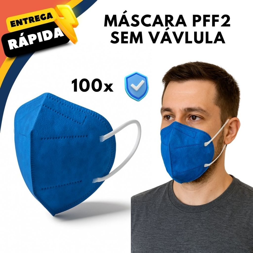 Kit 100 Mascaras Descartaveis PFF2 Sem Valvula Proteção Nariz Contra Virus Poeira Particulas em Oferta na Shopee