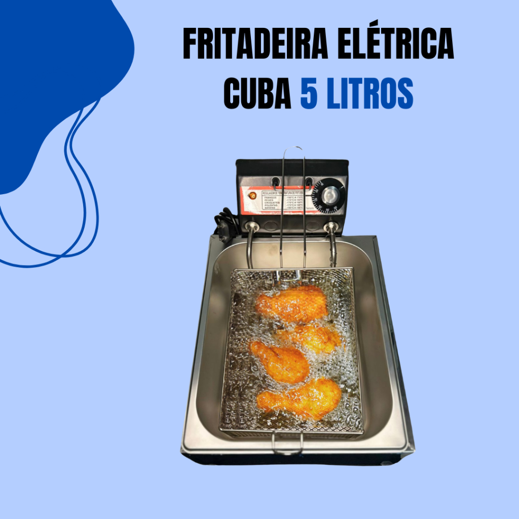 Fritadeira Elétrica cuba 5 litros com termostato profissional