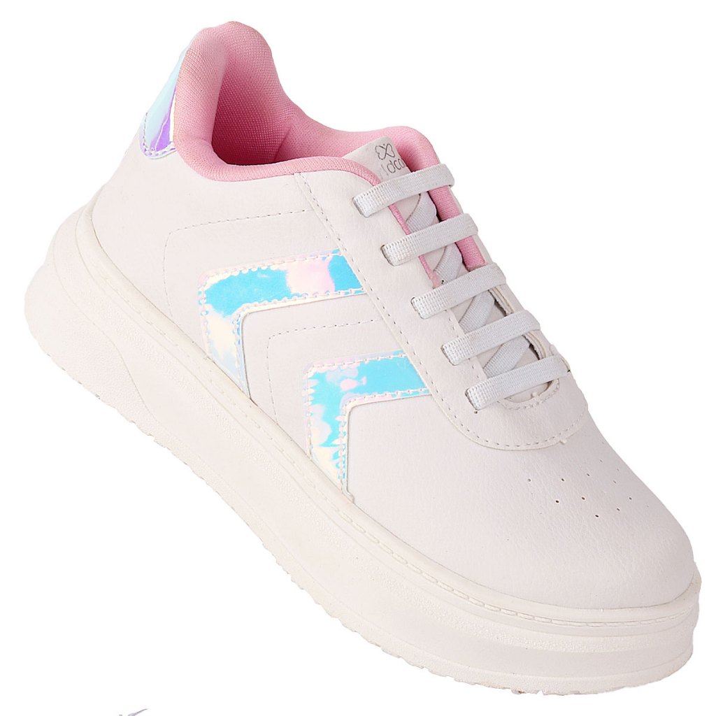 Tênis Infantil Feminino Worldcolors Mel Branco com rosa - Baby & Kids Fashion