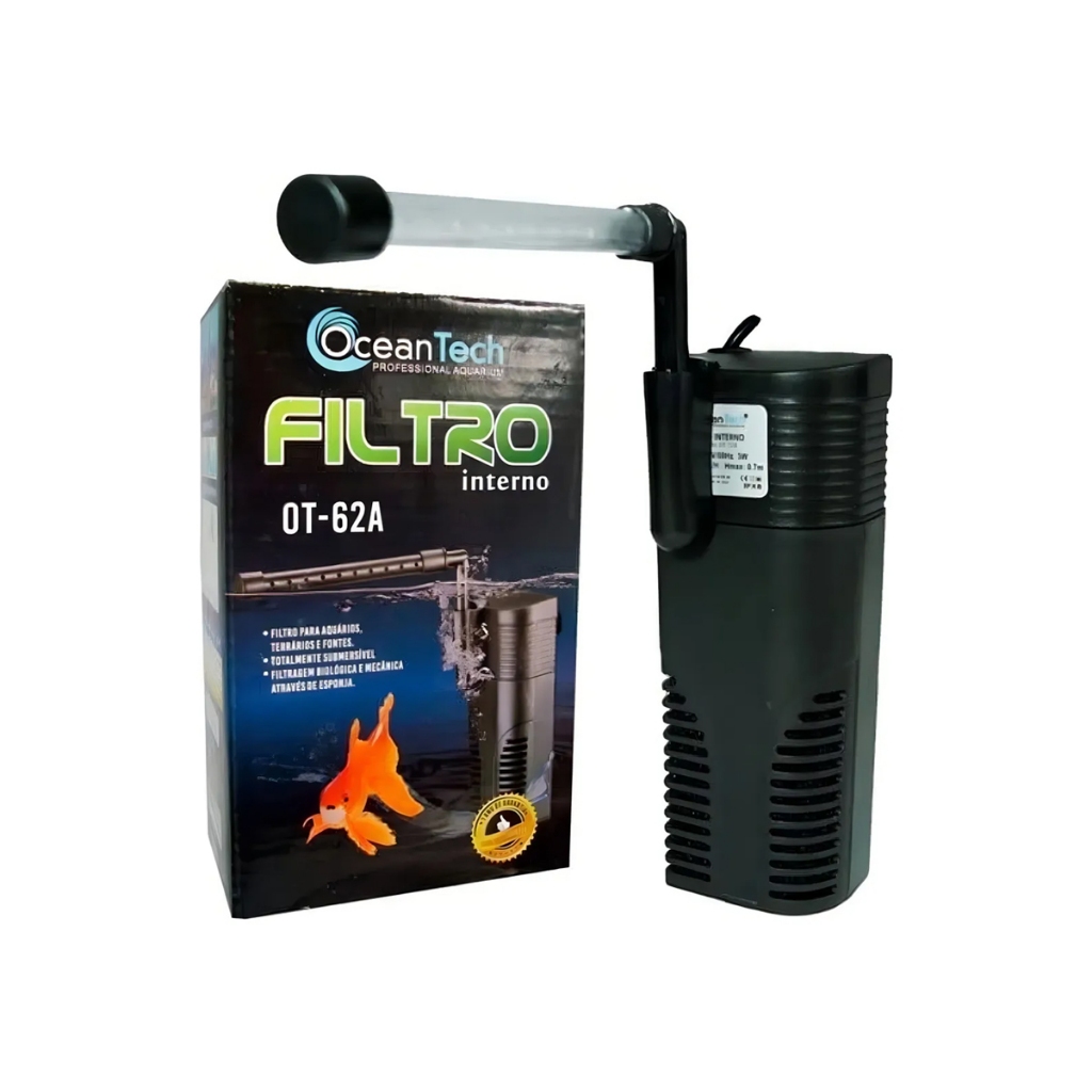 Detalhes do Filtro Interno Para Aquário Aquaterrário Ocean tech Ot-062a 300l/h 2w com bomba Voltagem 127v peixes
