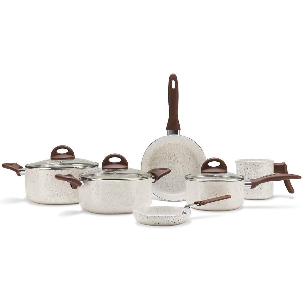 Jogo de Panelas Brinox Smart Ceramic Life 6 Peças Vanilla Antiaderente Indução Fogão Gás E...