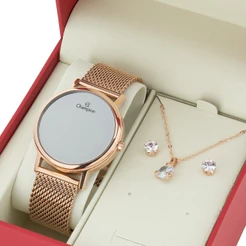Relogio Feminino Digital Rose Champion Led Original Pulseira Esteira CH40179X
