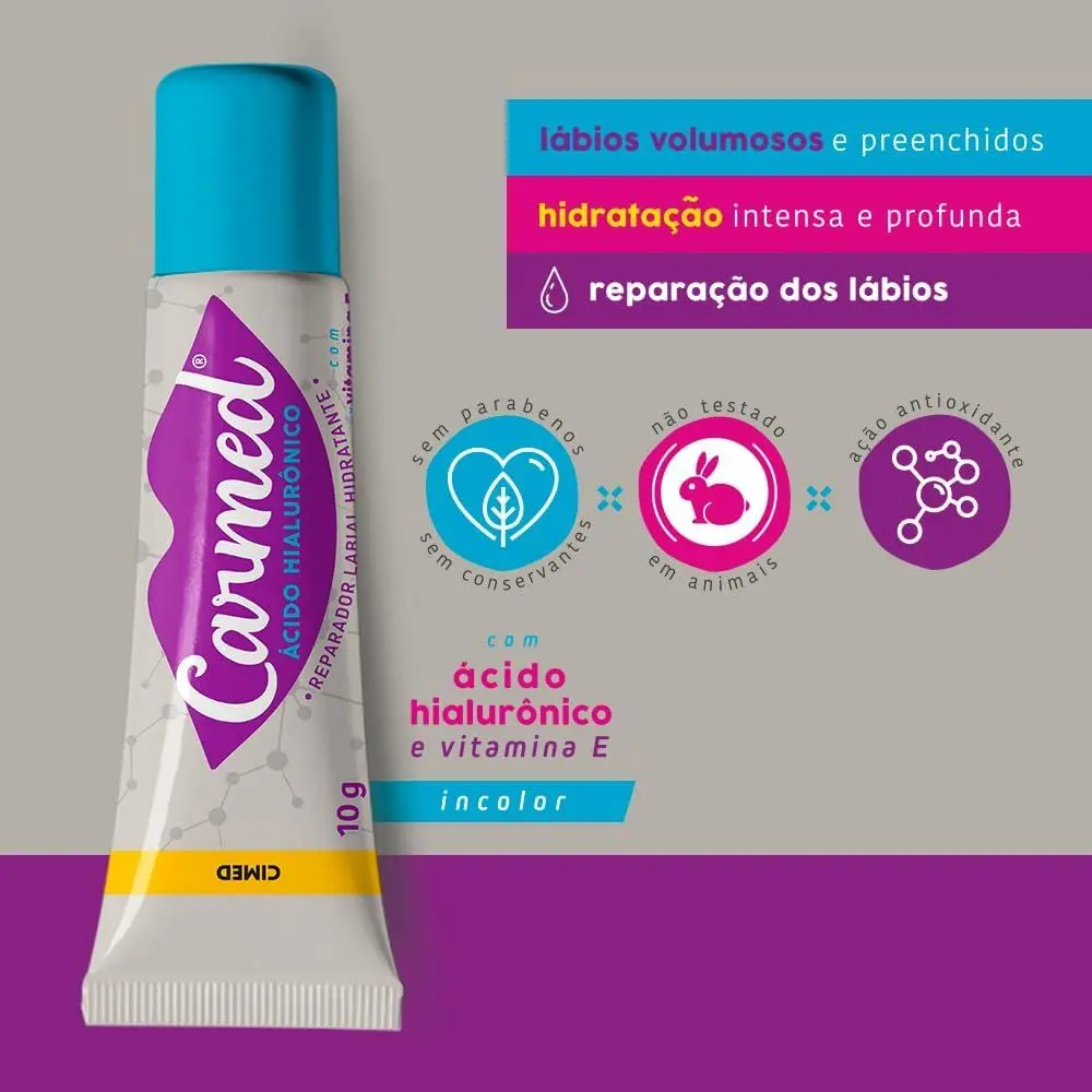 CARMED ÁCIDO HIALURÔNICO e VITAMINA E HIDRATANTE LABIAL10g