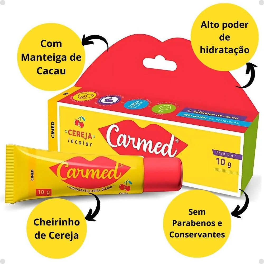 Carmed Cereja Hidratante Protetor Labial Refrescante