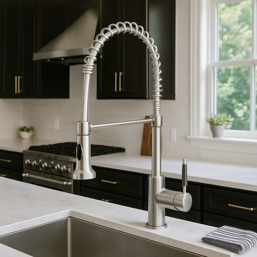 Torneira de Cozinha Moderna Gourmet Bancada Flexível Misturador Monocomando Cor Prata Cromado Preto Escovado e Dourado