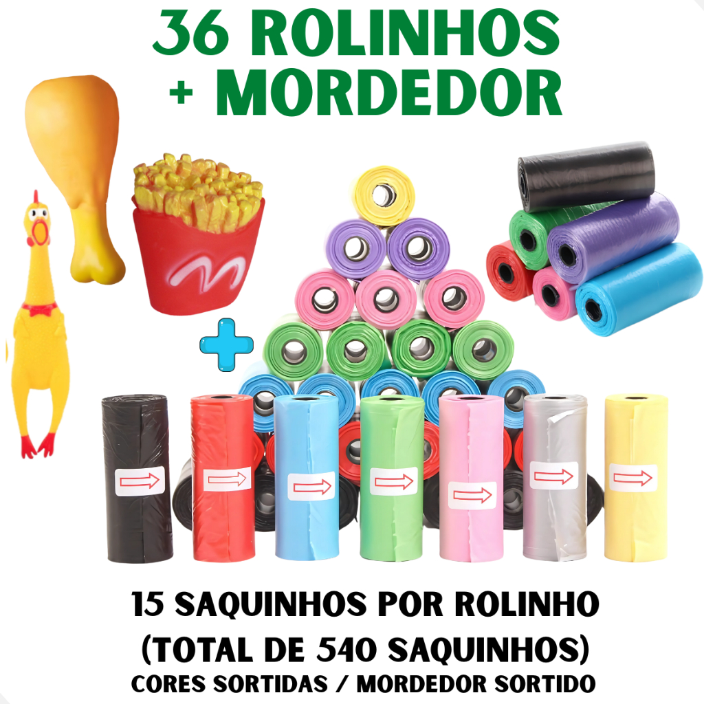 Kit Rolinhos Cata Caca Refil Higiênico Pet