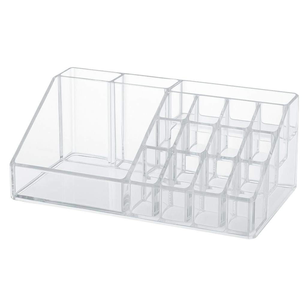 Porta Maquiagem Organizador de Make em Poliestireno Cosmético Batom Base Pincel Lápis Necesarie