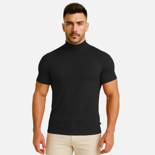 Cacharrel Masculina Camisa Manga Curta Alta Gola Viscose
