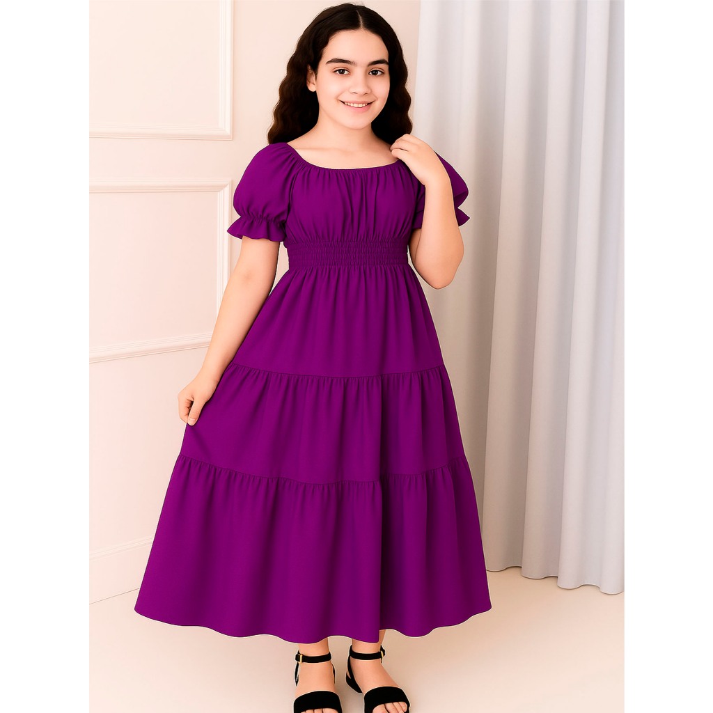 Vestido Longo Infantil Juvenil Festa Com Manguinha Ciganinha