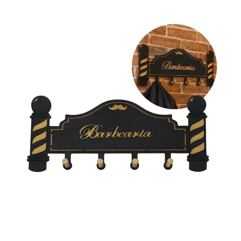 Cabideiro para Capas de Corte de Barbearias Modelo Barber Pole Retro em MDF em Oferta na Shopee