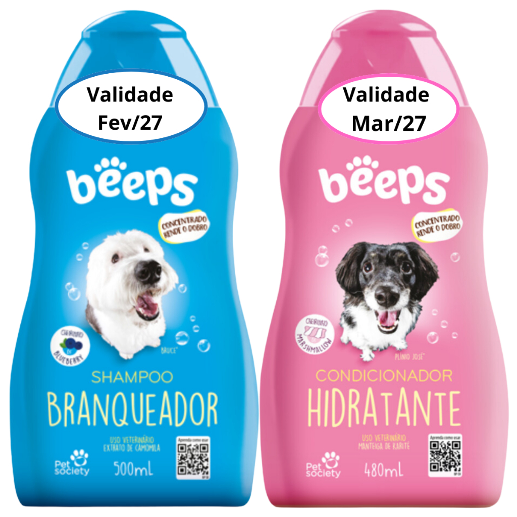 Kit Shampoo Branqueador e Condicionador Hidratante Beeps Pet Society Cães e Gatos em Oferta na Shopee