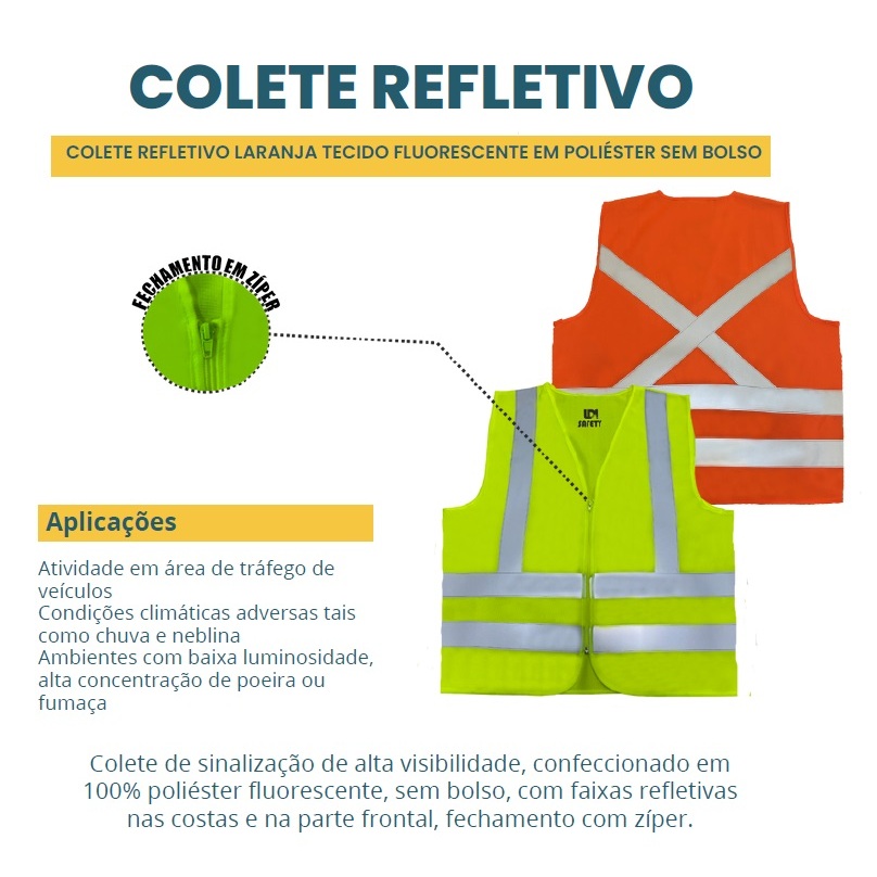 Kit Entregador Colete Laranja, Luva E Óculos Cinza — imagem 2 de 2