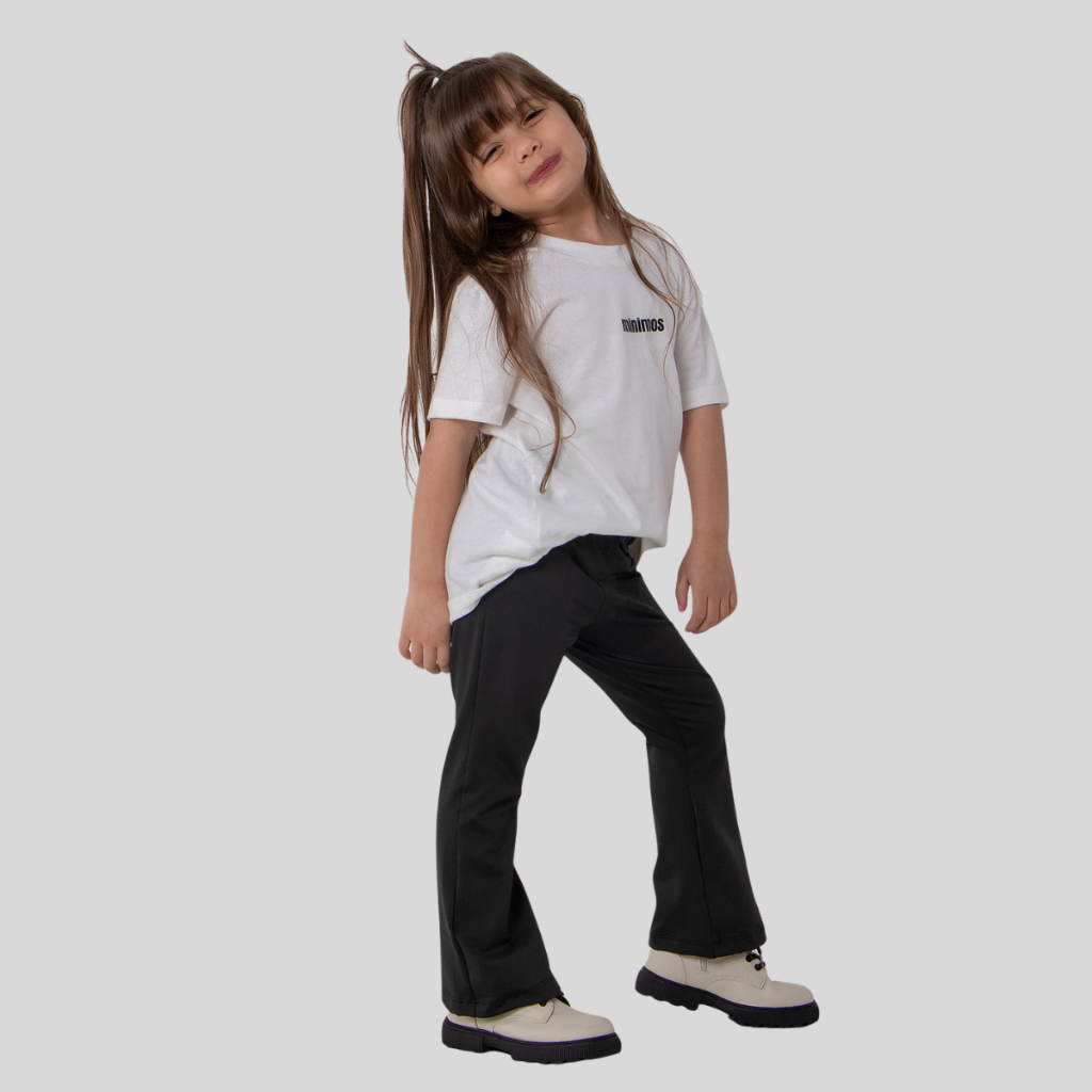 Calça Flare Legging Preta Infantil Menina Básica Leg Lisa Juvenil Criança Conforto