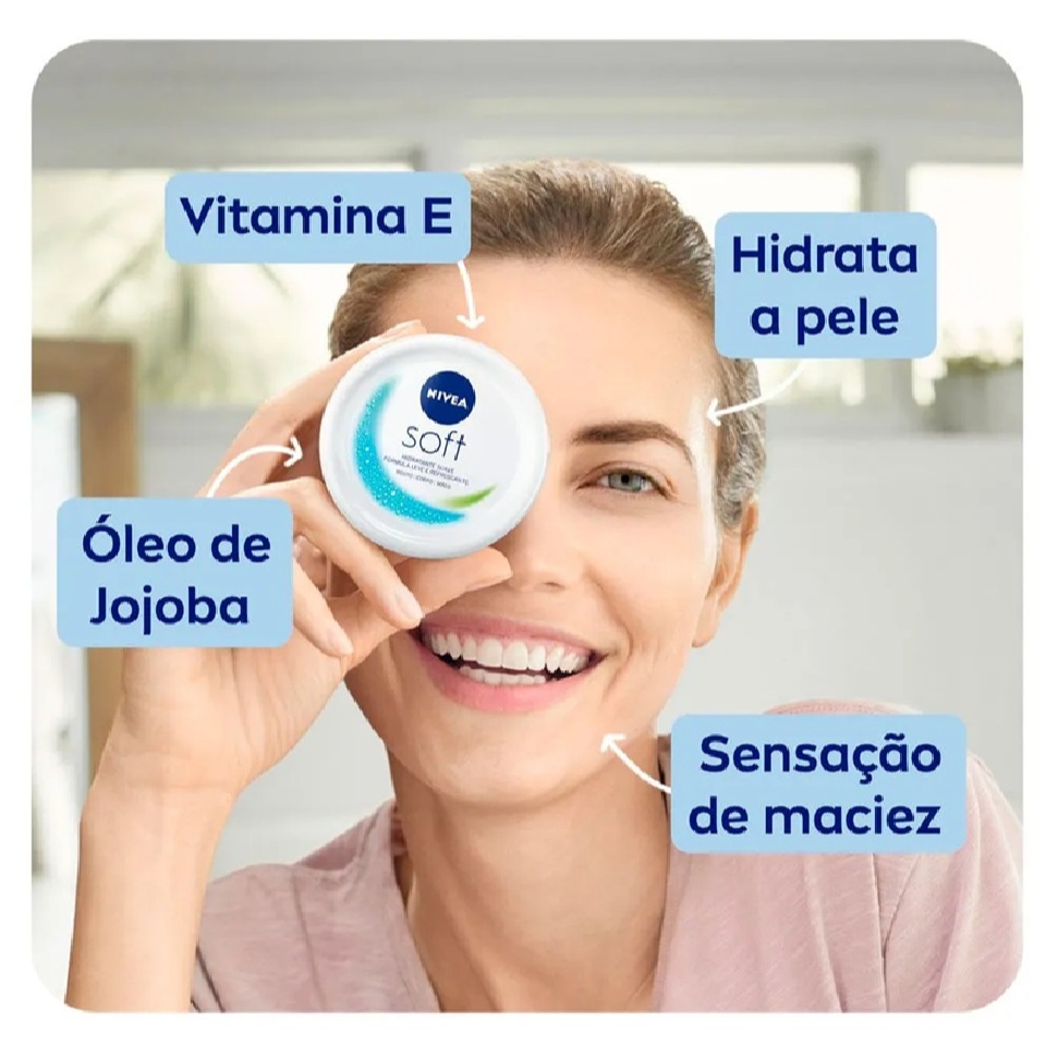 Creme Nivea Soft Hidratante Rosto Corpo e Mãos 48g