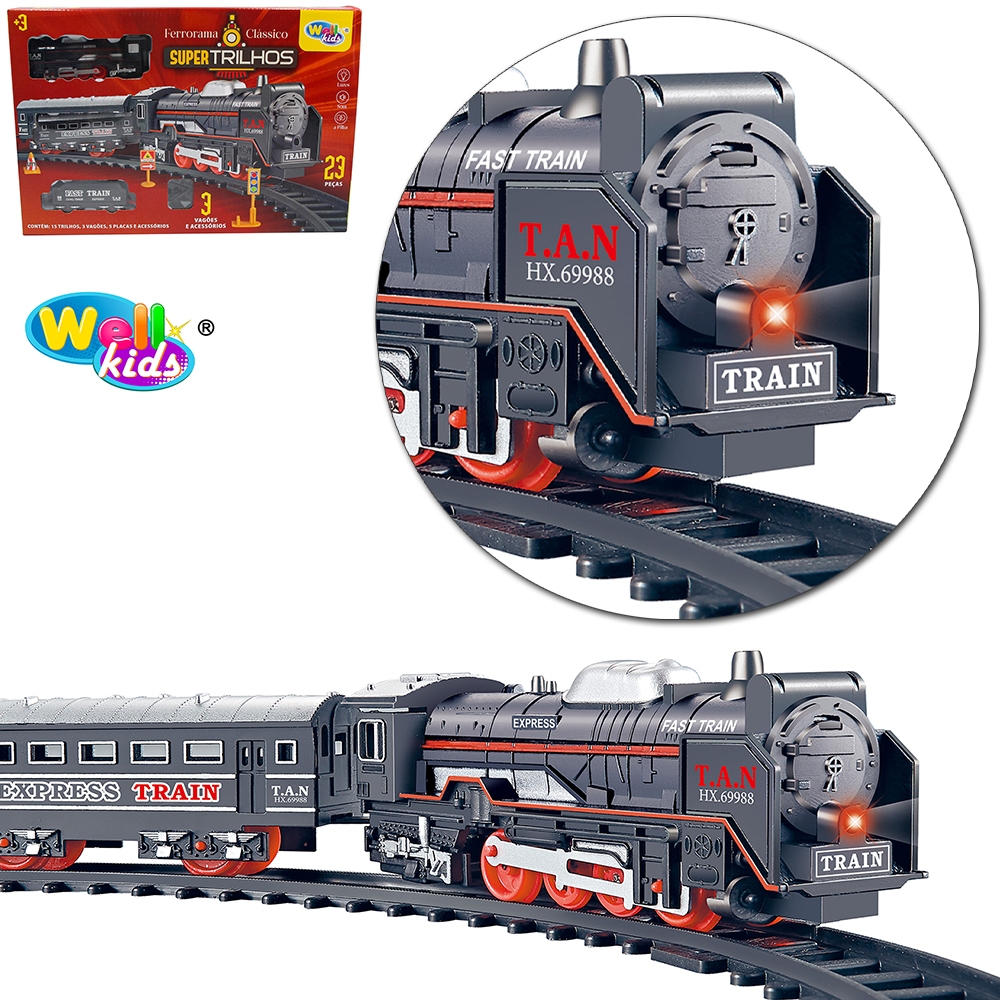 FERRORAMA LOCOMOTIVA COM LUZ STEAM 44CM X 44CM 23
