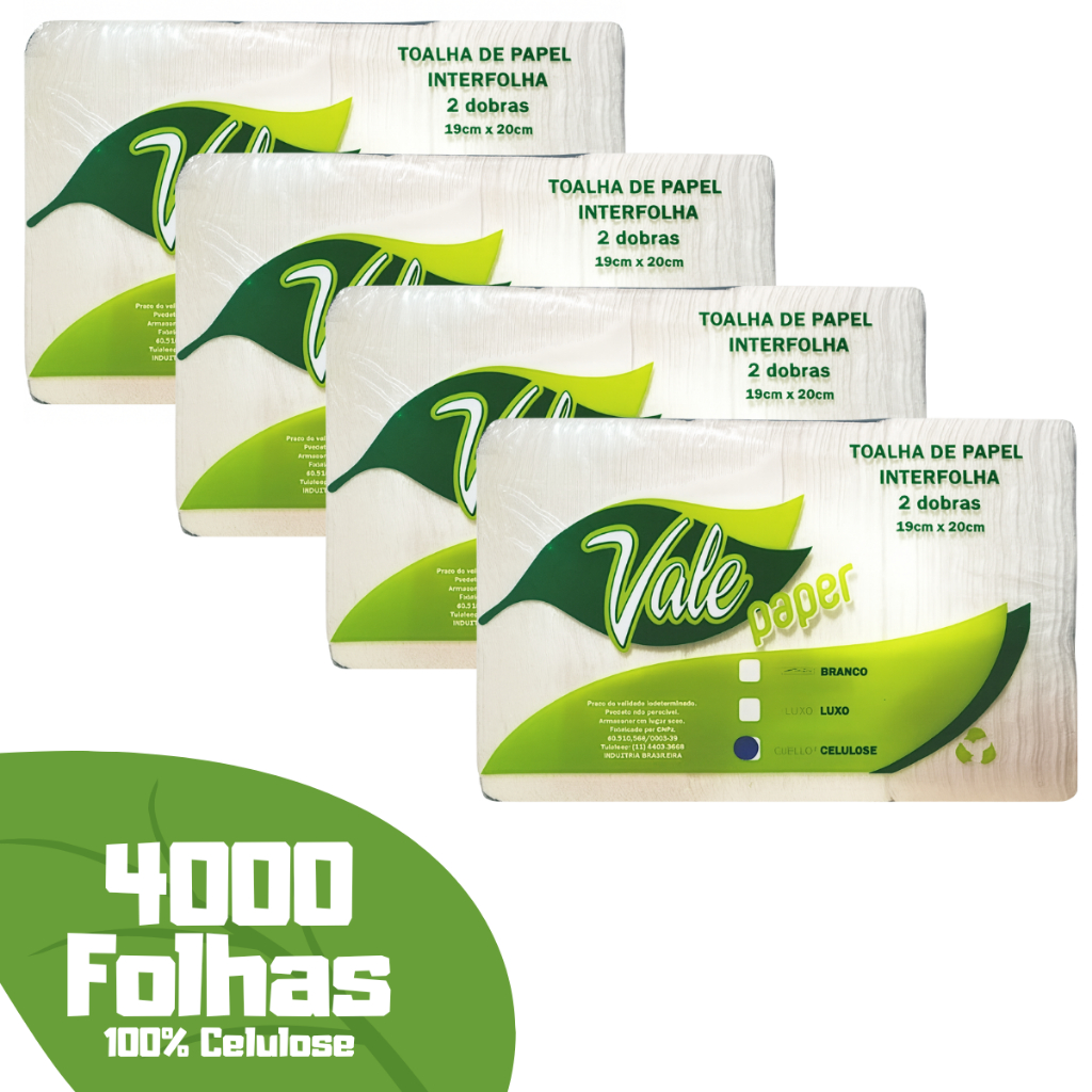 Papel Toalha 4000Fls Interfolha Branco 100% Virgem Promo Vale Paper
