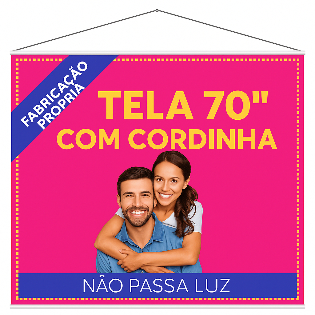 TELA DE PROJEÇÃO COM CORDINHA - PARA PROJETOR - MELHOR RESOLUÇÃO
