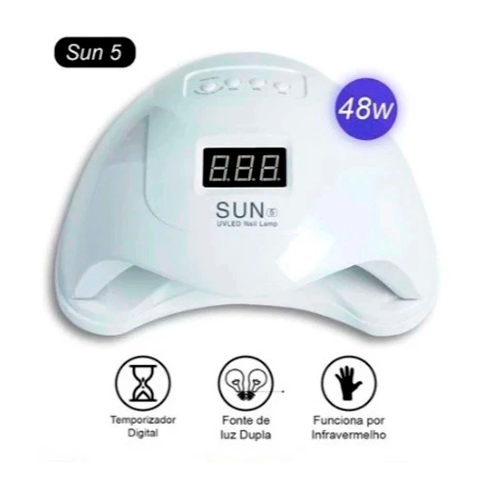 Cabine De Unha Gel Acrígel Led/uv Sun5 Digital 48w Bivolt-Atacado em Oferta na Shopee