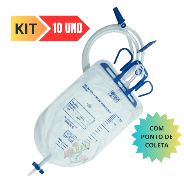 Bolsa coletora de Urina 2Lt sistema fechado estéril c/ponto de coleta - 2000ml em Oferta na Shopee