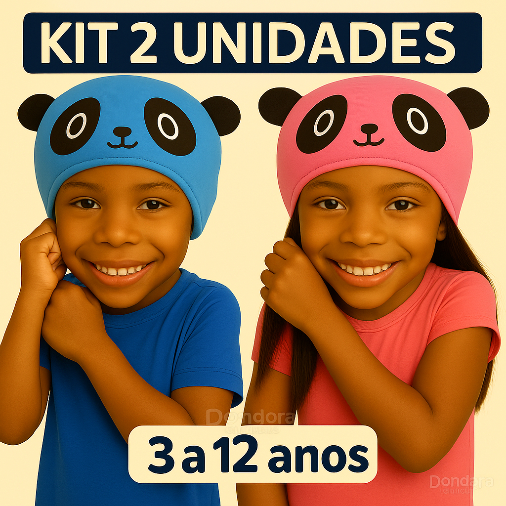 KIT 2 Touca Infantil Unissex para Banho em PVC Perfumado | Cobre Todo o Cabelo
