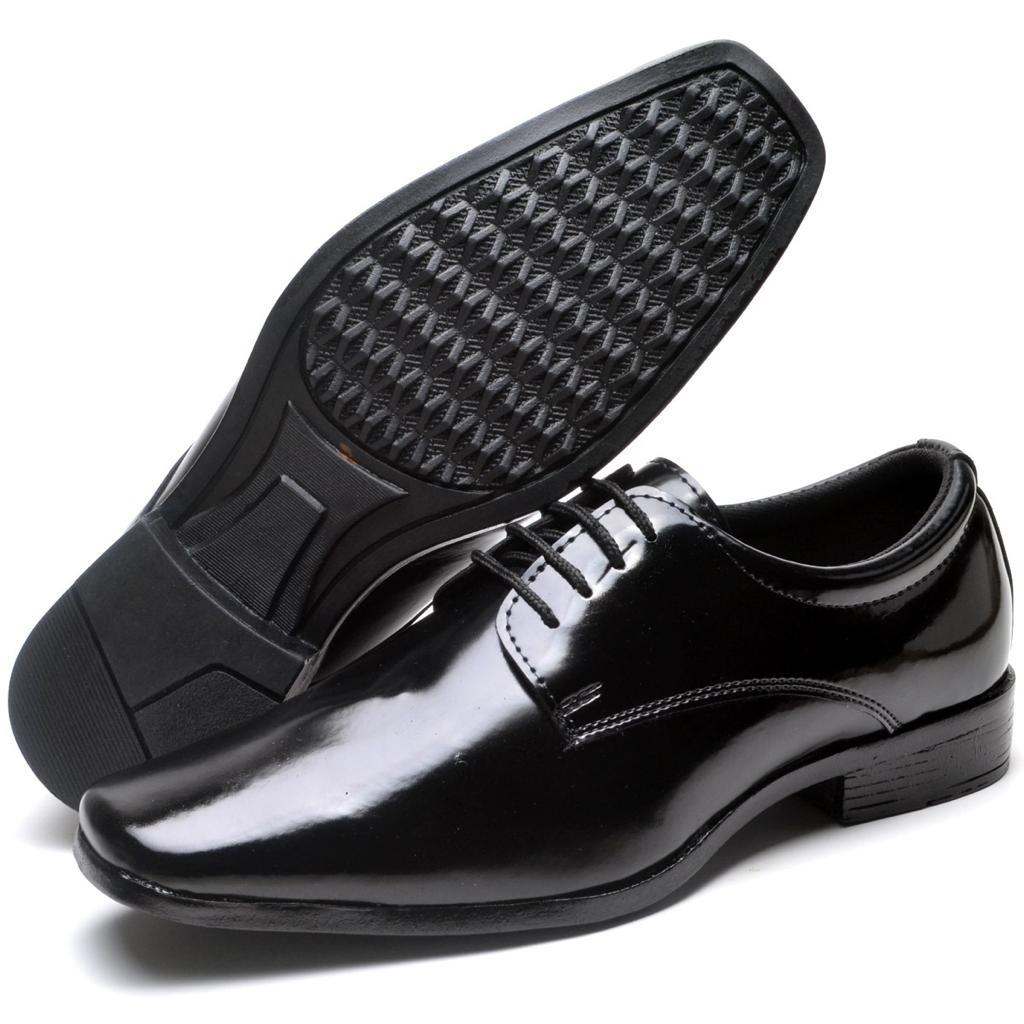 Sapato Social Preto Verniz Lançamento Moda Masculina Atual Entrega Rápida Qualidade Garantida