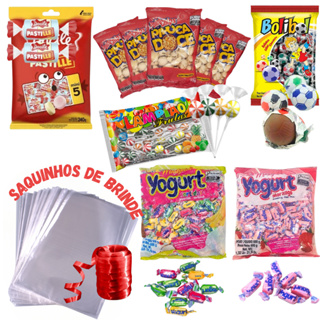 Kit Doces 60 Itens Sacolinha Guloseimas Festa Infantil Lembrancinha em Oferta na Shopee