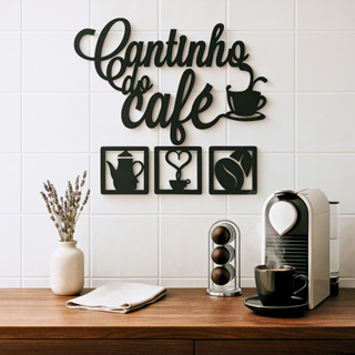Kit Cantinho do Café 4 Peças MDF Quadro Decorativo Parede Casa Decoração Cozinha em Oferta na Shopee