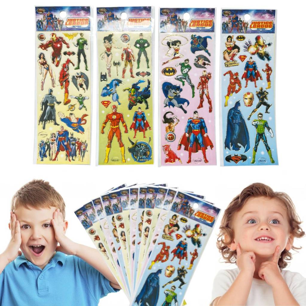 10/20/40 Cartelas Adesivo Infantil Menino Heróis Thor Batman Aranha Hulk América Criança Escol em Oferta na Shopee