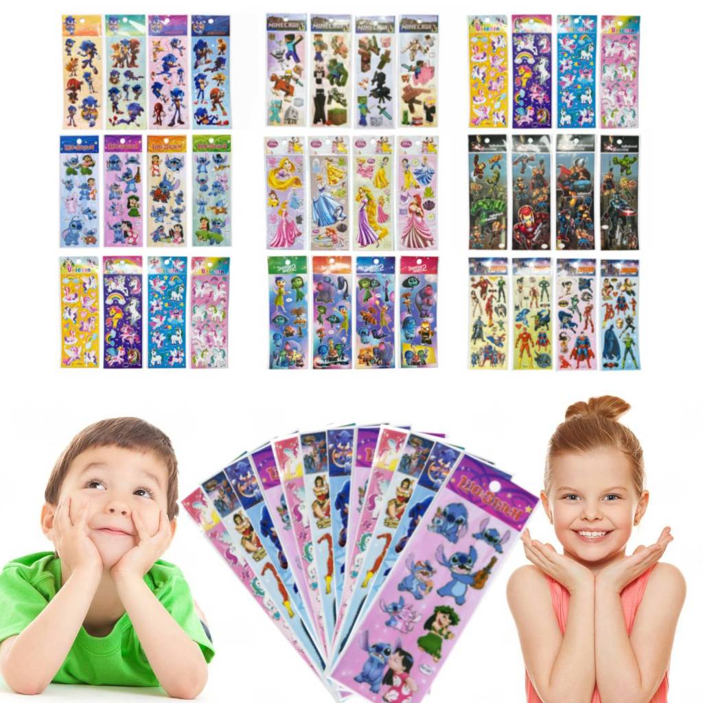 50/100/150 Cartelas Adesivo Infantil Variados Menino Menina Lembrancinha Criança Sticker Atacado em Oferta na Shopee