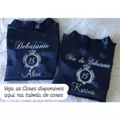 Kit 2 Robies Hobby Robem Robe de Cetim Bordado com Nome Debutante Mãe Brasão Padrão Promoção Presente