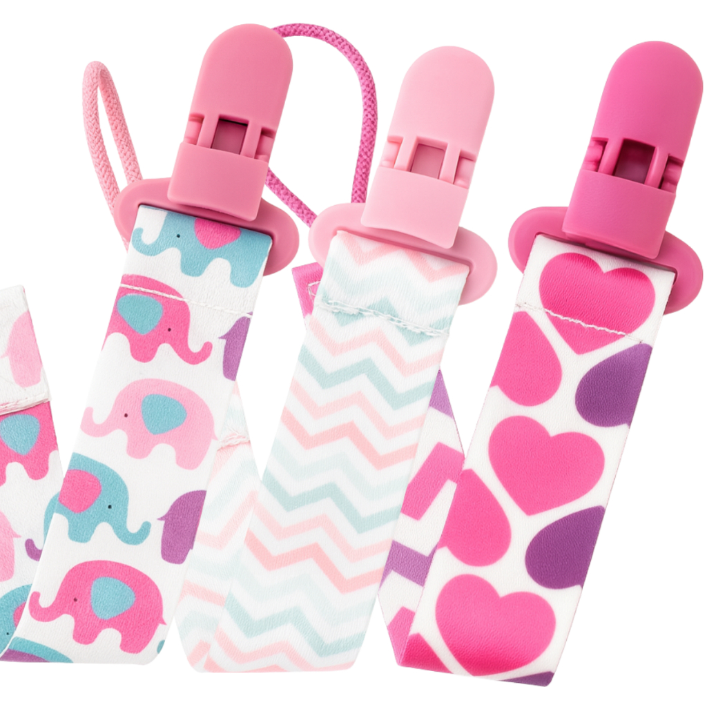 Kit Com 3 Prendedores Cordinha Para Chupeta Bebê Menina Lavável Universal