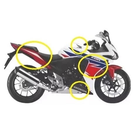 Kit Adesivo Carenagem Compatível com Moto Honda Cbr 500r 2014/2015 Vermelho Azul Modelo Grande