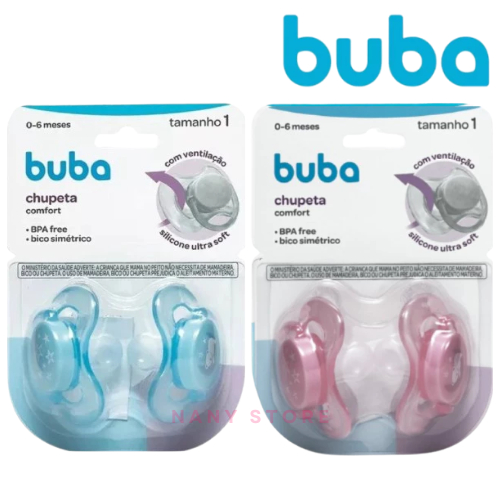 Kit Chupetas 2 Unidades Buba Confort Bico em Silicone - Tam 1