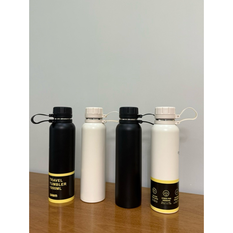 Garrafa Térmica de Água Inox 1L com LOGO| Moderna, Modelo Travel à Vácuo Quente & Frio com Boca Larga