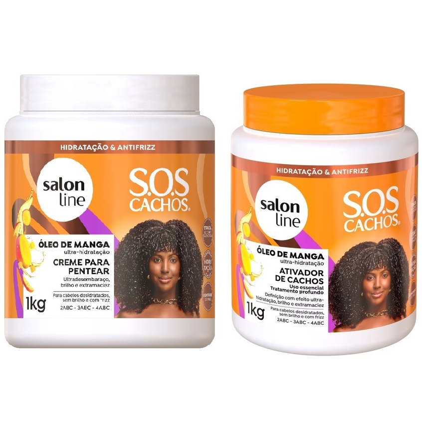 Kit Creme Pentea1Kg + Ativador de Cachos 1Kg Óleo de Manga Salon Line em Oferta na Shopee