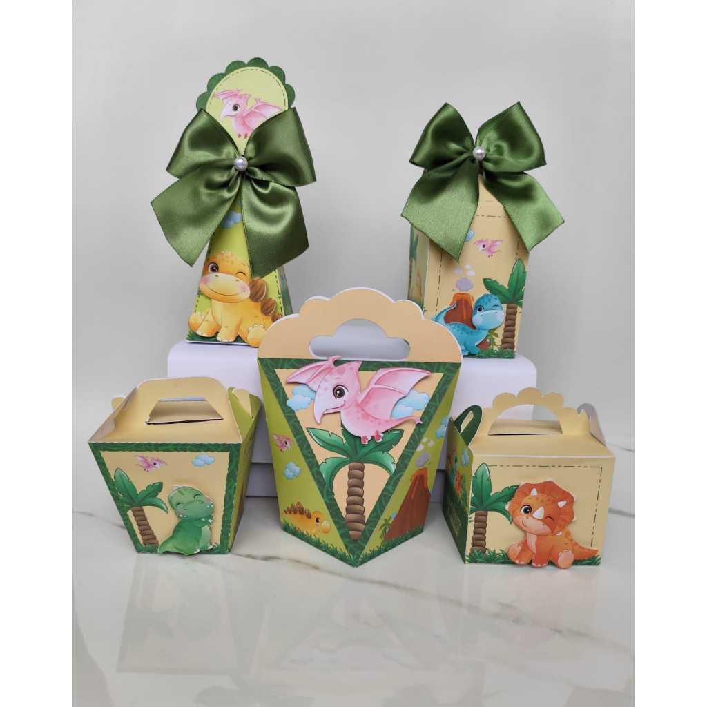 Kit Festa Personalizado Dinossauro - Caixinhas para Aniversário - Lembrancinhas - Pegue e monte.