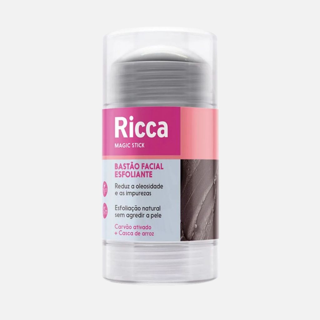 Bastão Esfoliante Ricca Magic Stick 🧼 Carvão Ativado Pele Renovada e Macia Limpeza Profunda