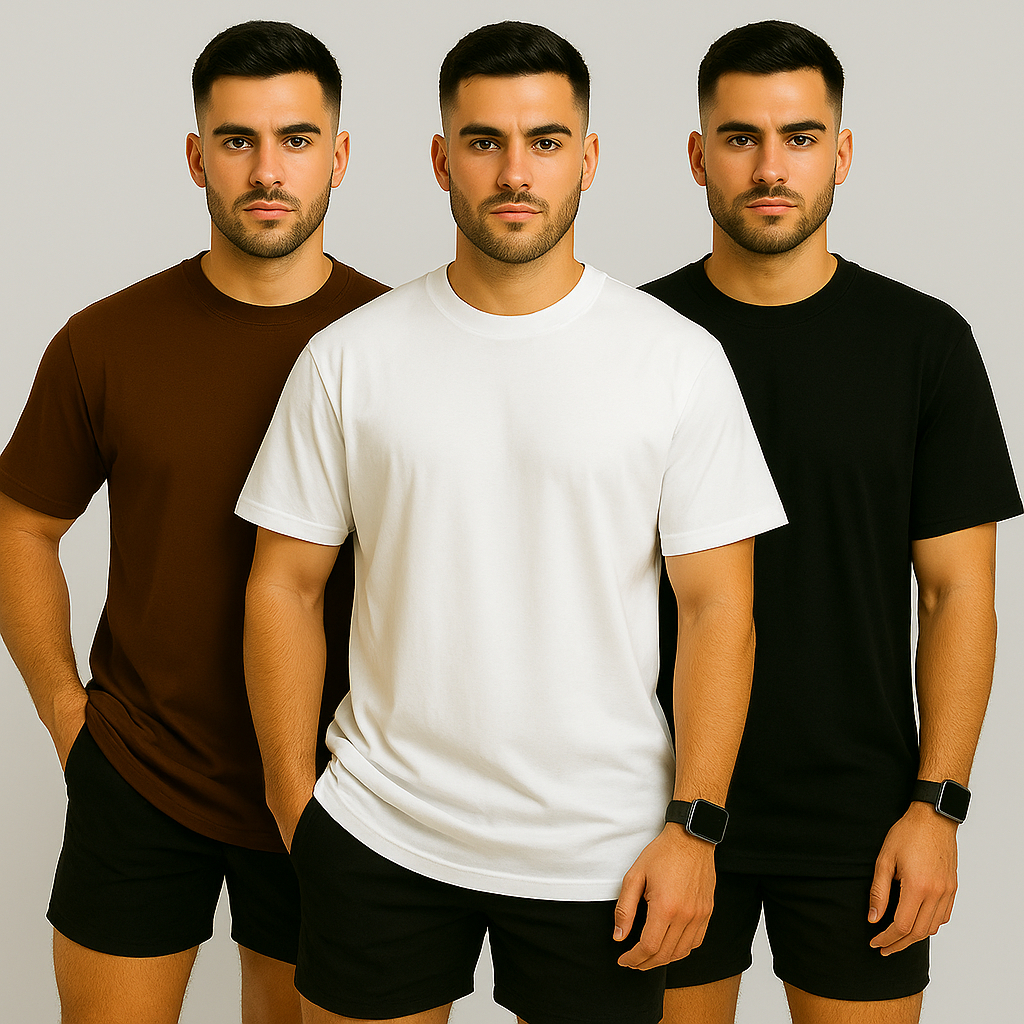 Kit 3 Camisetas Oversized Masculinas Lisas Streetwear Algodão Penteado Casual Moda Urbana Dia Trabalho