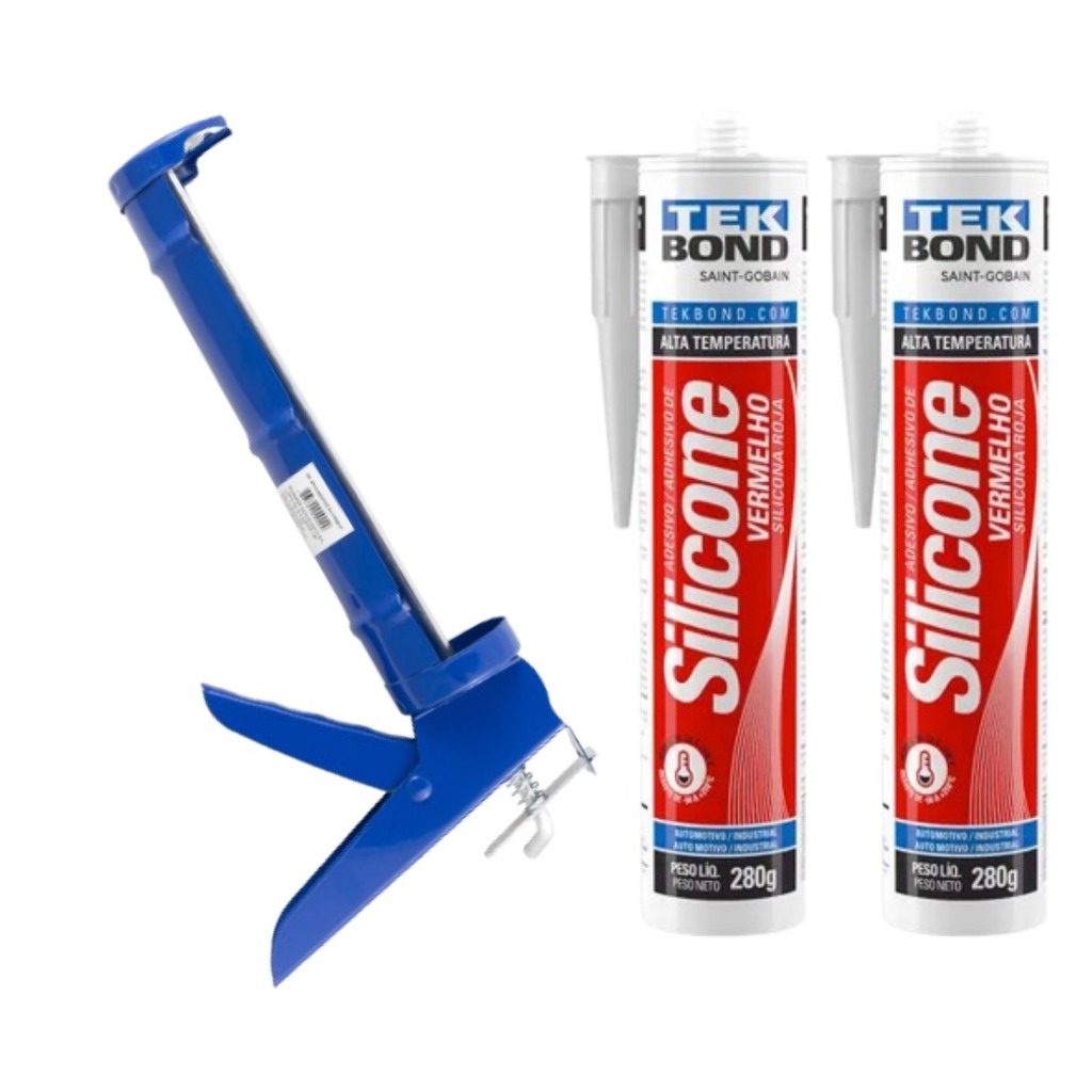 Kit Aplicador Bomba De Silicone Eda 3Ei + Cola Adesivo Alta Temperatura Fixação Vedação Alta Temperatura Tek Bond