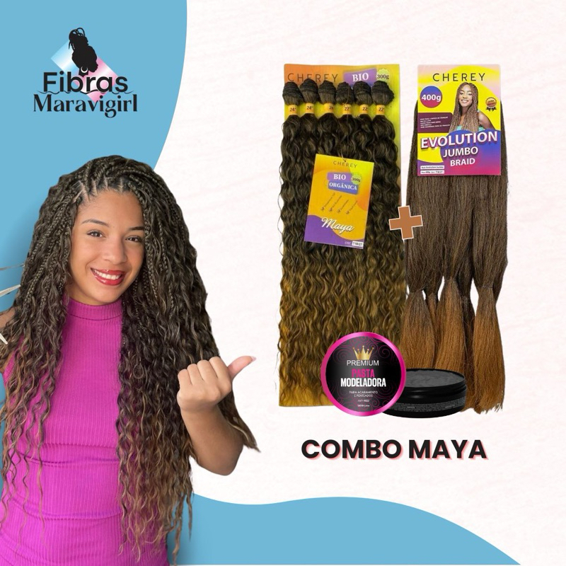 Combo Cabelo Bio Orgânico Maya 300g Cherey + Jumbo Evoution 400g Cherey com pomada
