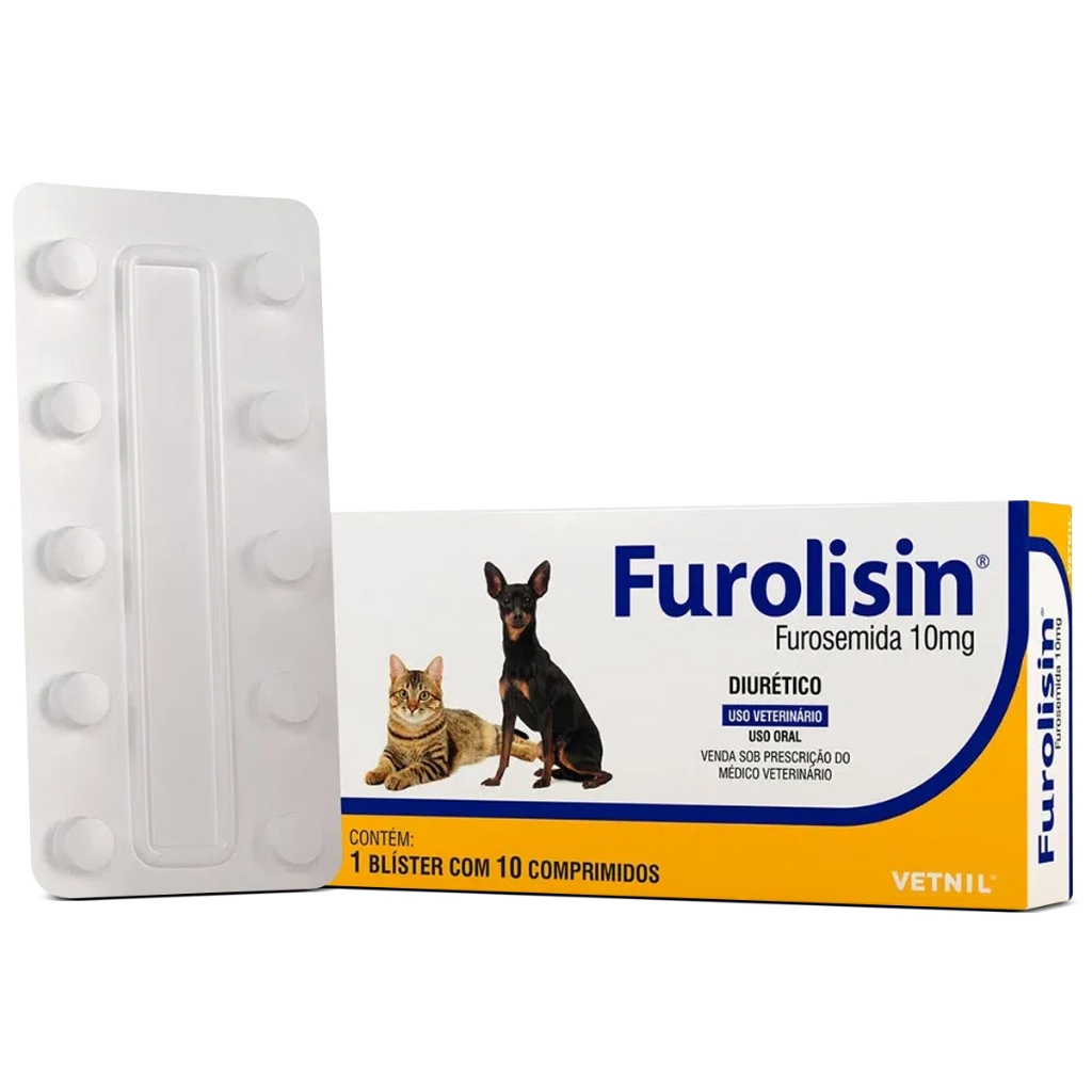 Furolisin 10mg – Diurético para Cães e Gatos  10 Comprimidos  Vetnil