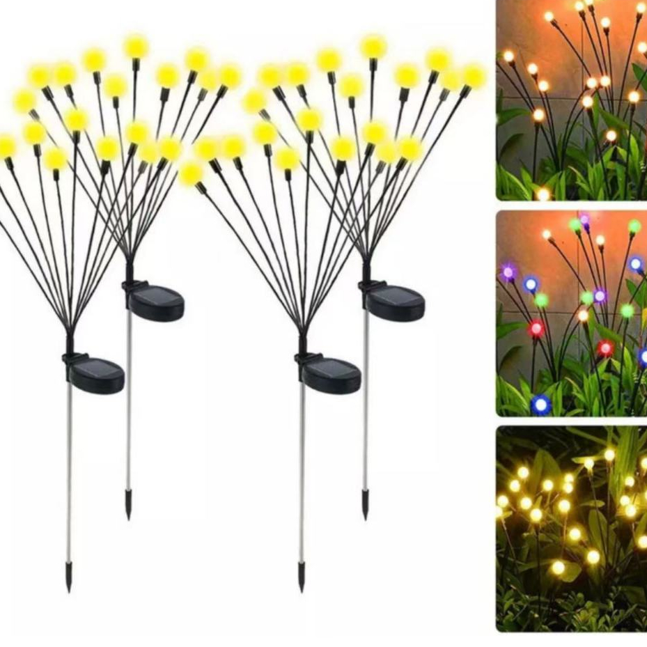 Luminaria De Jardim Em Forma De Vagalume Placa Solar Espeto Luz Led Decoração