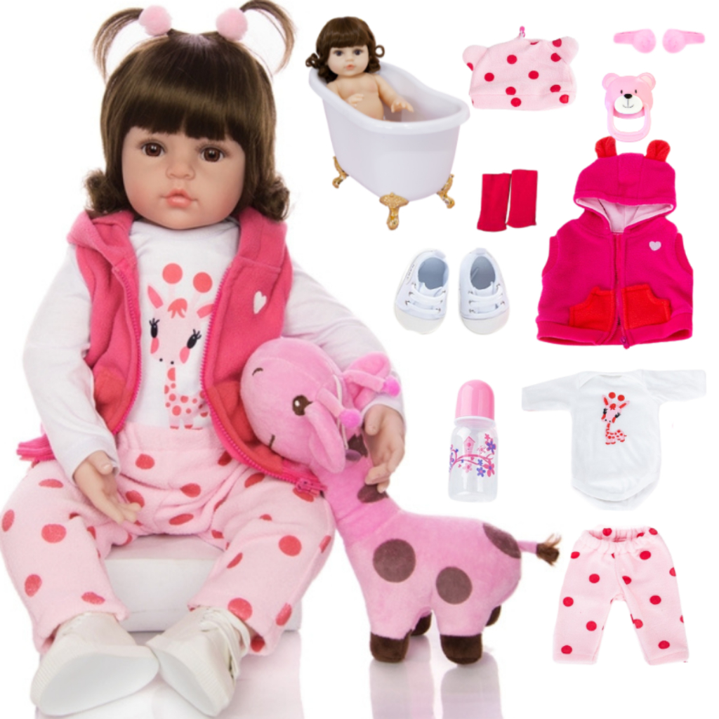 Bebê Reborn Boneca Girafinha Original Realista Silicone Menina Pode dar Banho Entrega Imediato - Mom & Baby