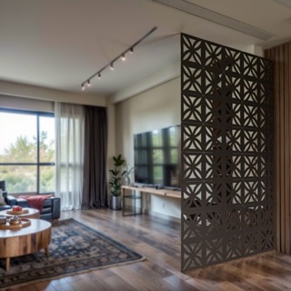 Kit 24 Módulos Preto Divisória De Ambiente Biombo 29x29 Cm MDF Placa Decoração Sala Quarto em Oferta na Shopee