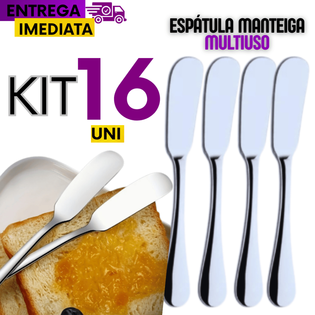 Kit 16 Peças Espátulas Manteiga Patê Geleia Em Aço Inox Variáveis Utilidades Multiuso Qualidade Máxima