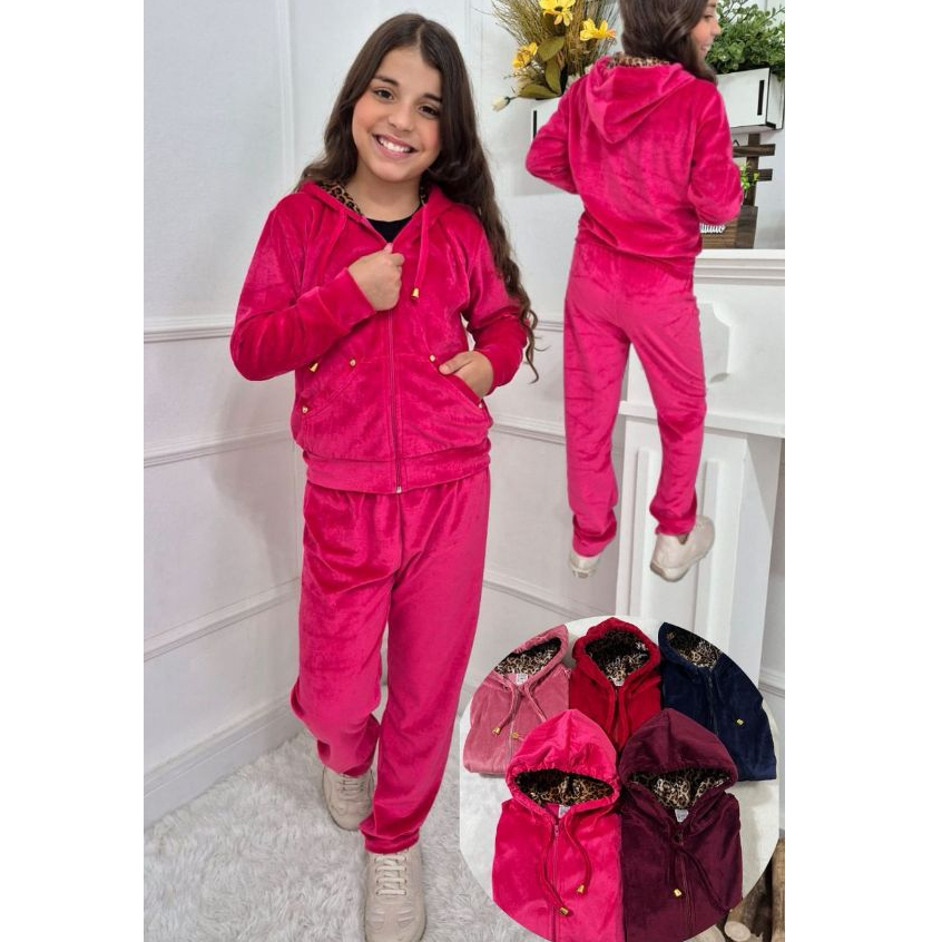 Conjunto Plush veludo Juvenil com Capuz Forrado tamanhos 10 ao 14